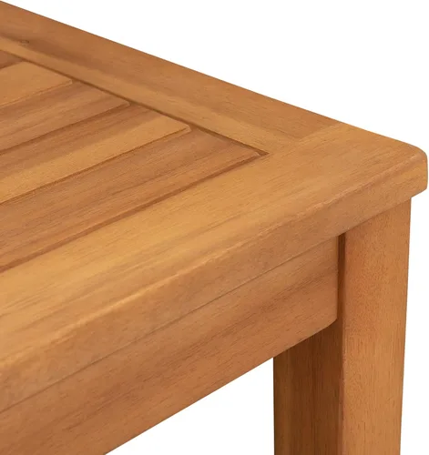 Vista 5 de Walker Edison Sillas de comedor de madera de acacia con respaldo de listones (juego de 2) y mesa auxiliar de madera Lio Oslo Patio Sense Marrón