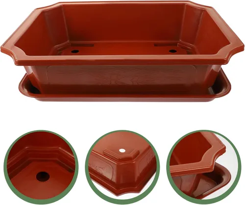 Vista 8 de GANAZONO Maceta colgante para bonsái, maceta de plástico para jardín, guardería, macetas de árbol bonsái, macetas de cultivo para suculentas