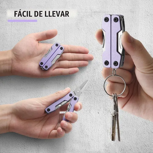 Vista 2 de Multiherramienta con navaja de bolsillo, regalos para hombres y mujeres, multiherramienta mini EDC de 11 en 1 con destornillador, tijeras, extractor