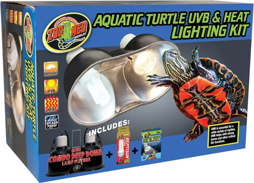 Vista 2 de Zoo Med, juego de rayo de calor y UVB para tortuga acuática