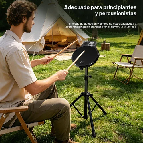 Vista 9 de ENO MUSIC Dispositivos de práctica de tambor de percusión y metrónomo electrónico integrado 2 en 1 Instrumentos musicales electrónicos Almohadilla