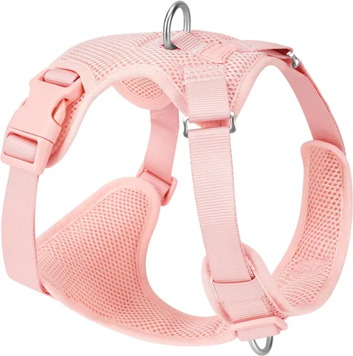 Vista 11 de Arnés sin tirones para perros pequeños, medianos y grandes, chaleco de malla ajustable de 2 capas con doble clip, a prueba de escapes, liberación