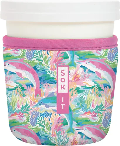 Vista 136 de Sok It IceCreamSok - Funda de neopreno aislada (flores abstractas, pintas de helado cónicas)