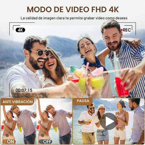 Vista 3 de Cámara digital 4K 48MP mejorada con enfoque automático de tarjeta SD