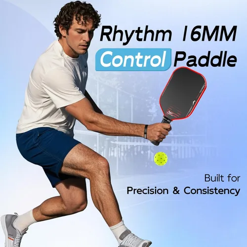 Vista 2 de Warping Point Rhythm 16MM Pickleball Paddle, Carbon Fiber Paddle, Thermoformed Design with MaxCell Honeycomb Core, Design for Precision Control &