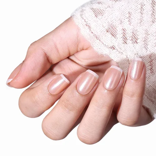 Vista 58 de Modelones Uñas postizas cuadradas cortas, color blanco y rosa, 32