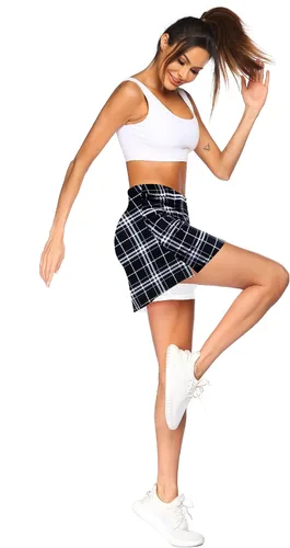 Vista 4 de Ekouaer - Falda pantalón deportiva con pantalón corto y bolsillo interior para mujer, faldas ligeras para golf, tenis, correr, entrenamiento
