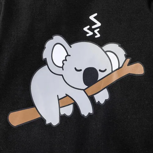 Vista 4 de Conjunto de ropa para bebé recién nacido, con estampado de koala, manga larga, pantalones largos, gorro, 3 piezas, para otoño e invierno