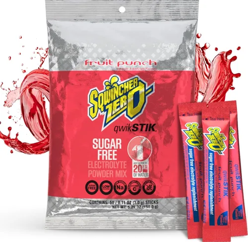 Vista 15 de Bebida en polvo Qwik Stik de Sqwincher, con electrolitos y sin azúcar (contiene 50 unidades), cítrico (Cool Citrus), 50 Zero sugar electrolyte