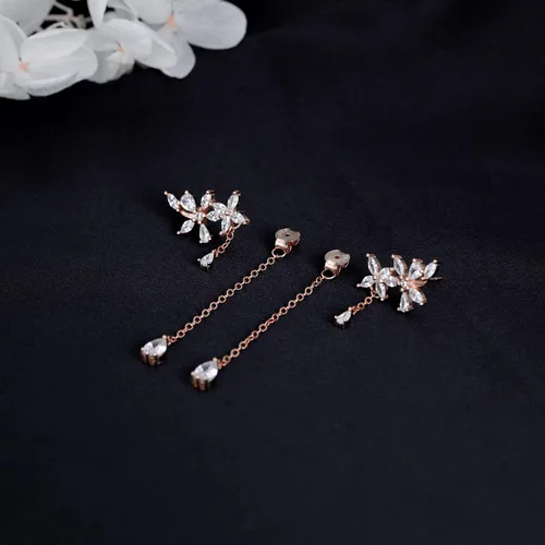 Vista 6 de Sluynz - aretes de plata esterlina 925, con diseño de hojas, para mujeres, adolescentes. Cristales brillantes de zirconia cúbica, aretes colgantes.