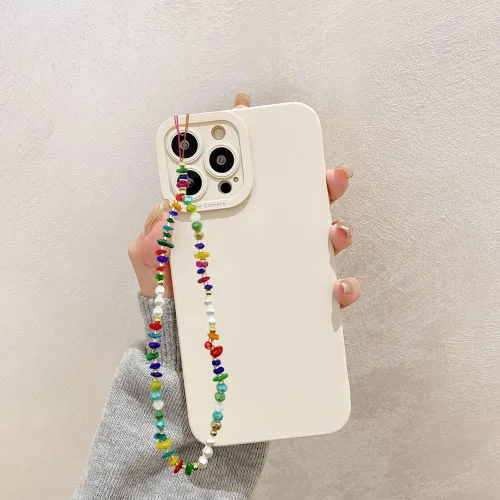 Vista 2 de 6 dijes con cuentas para teléfono, correas con cuentas de frutas, estrellas, perlas falsas y arcoíris, cadenas de teléfono con cuentas para cámara