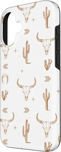 Vista 2 de Funda rústica elegante con diseño de calavera de toro sureño para iPhone 16