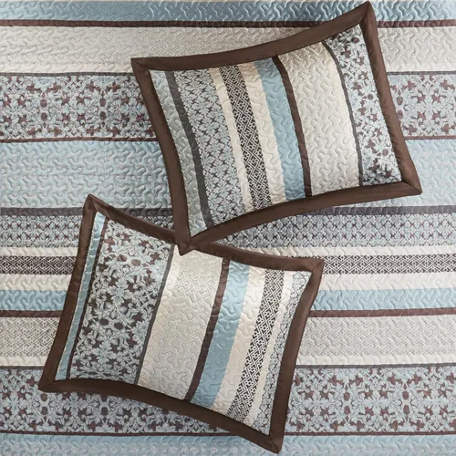 Vista 7 de Madison Park Princeton - Juego de colcha reversible acolchada, reverso sólido de verano transpirable, capa de ropa de cama ligera para todas