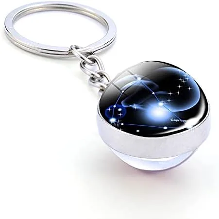 Vista 2 de JWPavilion Zodiac 12 Constellation Glow In The Dark Creative Galaxy Llavero plateado