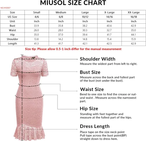Vista 6 de Miusol Vestido formal de manga corta con encaje floral retro para mujer