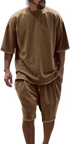 Vista 8 de Camisas hawaianas para hombre, manga corta, verano, casual, transpirable, clásica, holgada, pantalones cortos, trajes deportivos al aire libre