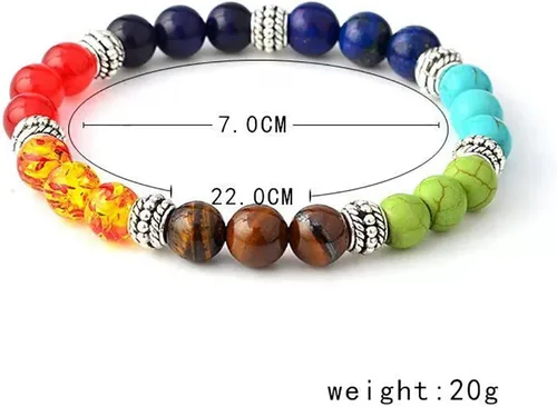 Vista 2 de Natural Stone Beaded bracelets for Women and Men FengShui Bracelets Stress Relief Anxiety 7 Chakras Bracelet with Gift Box Jewelry Gift for