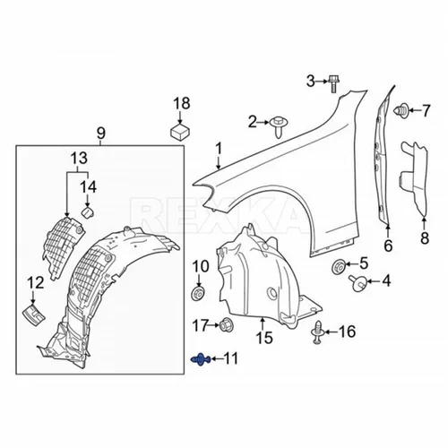 Vista 5 de Rexka 30 clips de retención de remaches para guardabarros compatibles con Mercedes-Benz 0009914140 A, C, Cla, CLS, E, GLB, Clase S