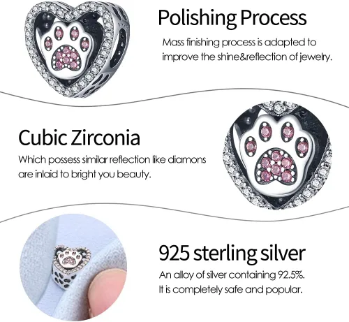 Vista 3 de Pandach 925 Sterling Silver Charms for Bracelets Necklace with 5A CZ Stones Dangle Pendant Bead Jewelry Beads Gifts for Women