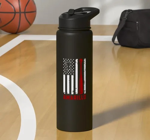 Vista 7 de Amarillo American Flag Baseball Lover USA Amarillo Stainless Steel Insulated Water Bottle