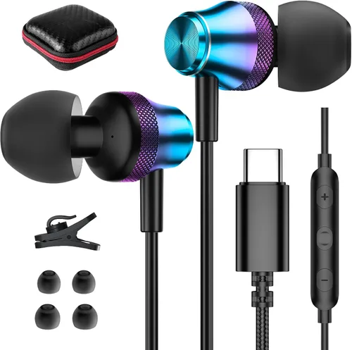 Vista 10 de Auriculares USB C con cable para Samsung S26 Ultra S25 FE S23 A17 A16 A36 A37 A57 con aislamiento de ruido intrauditivo tipo C con micrófono