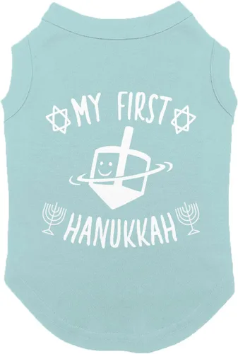 Vista 10 de My First Hanukkah - Camiseta para perro Menorah Dreidel (negro, XS)