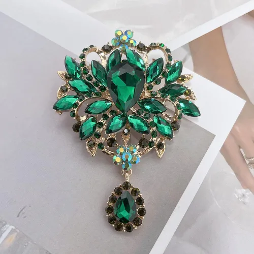 Vista 5 de Broche de diamantes de imitación de cristal austriaco para novia, vintage, flores elegantes para mujeres y hombres, broches de tono dorado