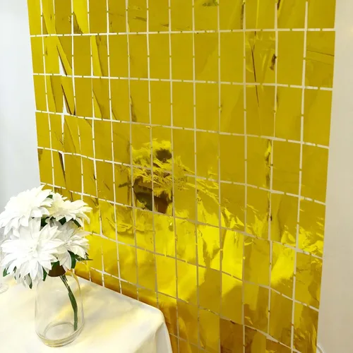Vista 9 de Efavormart - Telón de fondo rectangular de aluminio metálico dorado brillante para puerta, ventana, fiesta, 3 x 6.5 pies