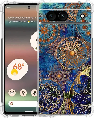 Vista 14 de Funda para Google Pixel 7a, diseño de mariposas azules, rosas, protección contra caídas, a prueba de golpes, TPU de cuerpo completo, resistente a