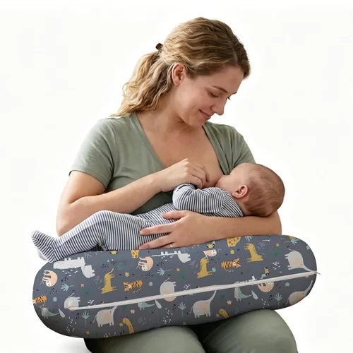 Vista 16 de Plushii Almohada de lactancia en forma de U con funda lavable, color azul Almohada ergonómica en forma de U para mamá y bebé, con una funda suave