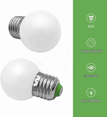 Vista 5 de Bombillas tipo globo G14 G45 3W E26/E27 Edison tornillo 120V blanco cálido, paquete de 2 unidades Blanco cálido 3000K