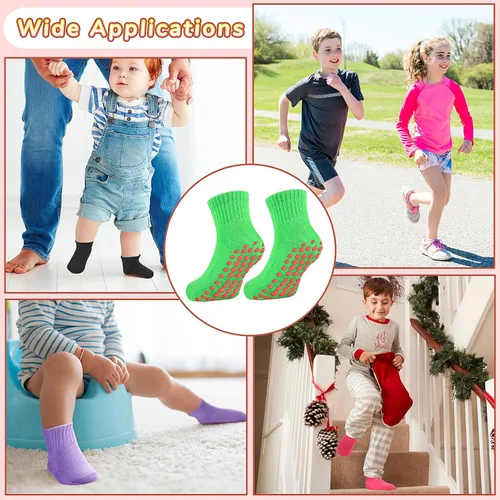 Vista 6 de 7 pares de calcetines antideslizantes para niños y niñas pequeños