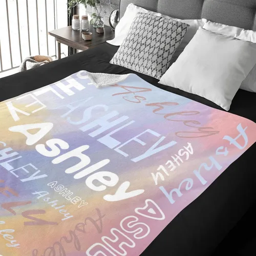 Vista 5 de Manta de bebé personalizada con nombre, manta con nombre personalizado para niños, adultos, mujeres, hombres, niñas, niños, manta de franela Color: 1