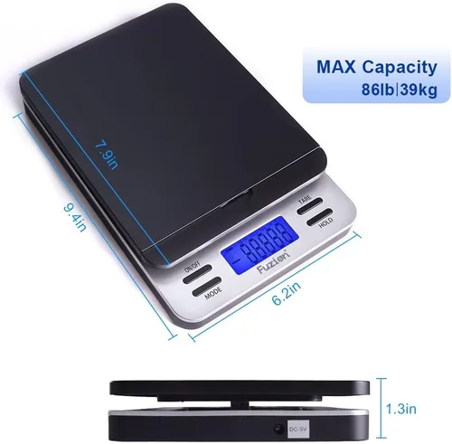 Vista 3 de Fuzion Báscula de envío, escala postal digital precisa de 86 lb/0.1 oz con función de retención y tara, escala de franqueo para paquetes y correo