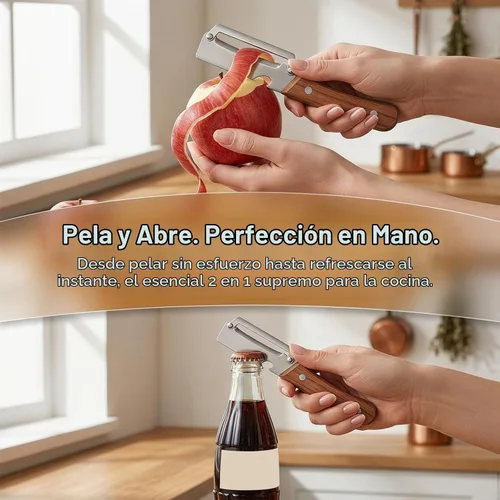 Vista 3 de 2 peladores de verduras multifuncionales 2 en 1, pelador de frutas 2 en 1 y abridor de botellas, resistente y duradero, adecuado para papas