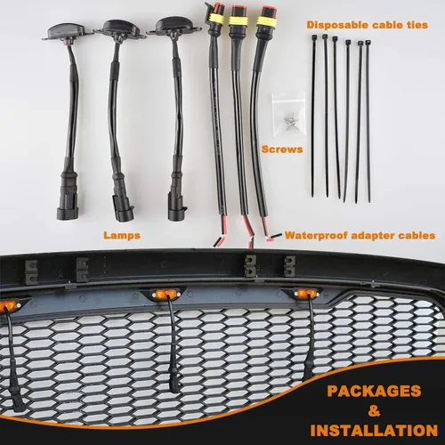 Vista 7 de Boigoo Luces de rejilla delanteras compatibles para Ford F-150 Raptor 2004-2019 y Dodge Ram 1500 2013-2018, rejilla de posventa, rejilla decorativa