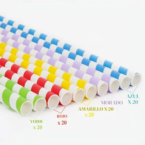 Vista 4 de Paquete de 100 popotes de papel extra anchos, batidos de papel Boba, pajitas biodegradables de 0.394 pulgadas de ancho para té de burbujas