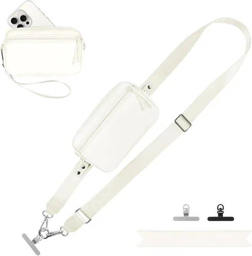 Vista 31 de YFWE Correa de clip and go para teléfono con cartera cruzada, cordón ajustable para teléfono con cartera RFID desmontable, correa universal