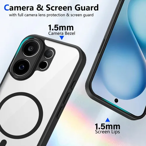Vista 316 de Funda magnética transparente compatible con Xiaomi 17T, color negro 2 en 1 PC + TPU cubierta de teléfono a prueba de golpes, carcasa protectora