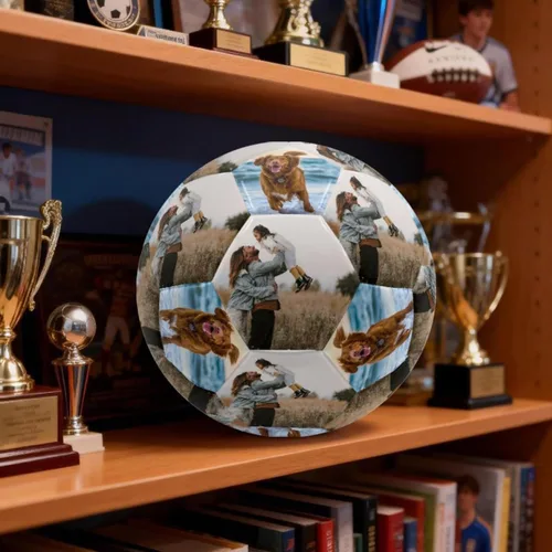 Vista 6 de Balón de fútbol personalizado de tamaño oficial con nombre de foto, logotipo, cuero sintético duradero, regalo unisex para entrenamiento de juego