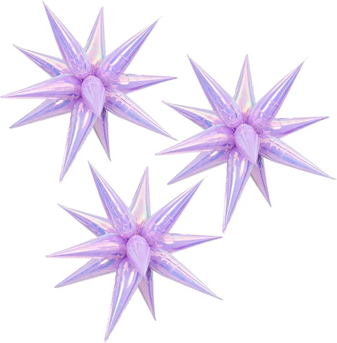 Vista 20 de 3 globos de aluminio con forma de estrella de explosión 3D de 26 pulgadas, globos de aluminio negro con forma de cono de estrella para cumpleaños