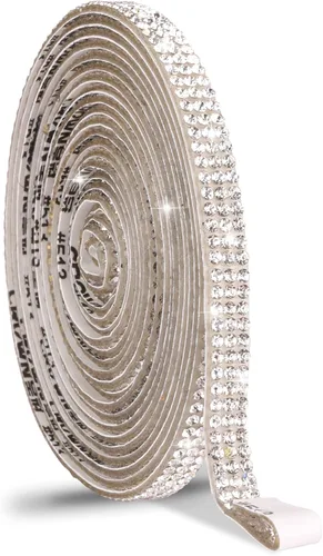 Vista 41 de Cinta de cristal autoadhesiva, calcomanías de diamantes de imitación para envoltura de regalos, manualidades, proyectos de decoración, bodas Negro