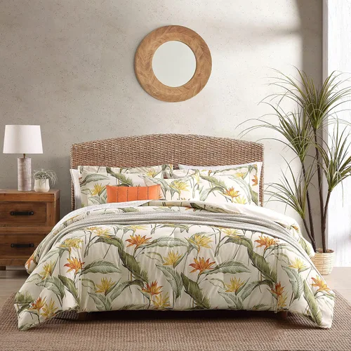 Vista 11 de Tommy Bahama - Juego de edredón tamaño Queen, ropa de cama costera de algodón suave con fundas de almohada, juego de cama floral tropical