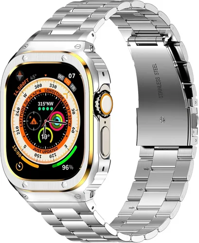 Vista 20 de Correa y funda de acero inoxidable compatible con Apple Watch Band 1.496 Negro