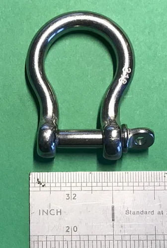 Vista 5 de US Stainless 4 piezas de acero inoxidable 316 forjado arco grillete 1/4" (6mm) grado marino