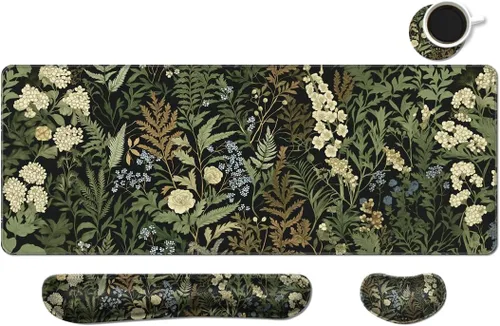 Vista 8 de Alfombrilla de escritorio, alfombrilla de mouse grande para juegos con reposamuñecas, 4 en 1 XXL, reposamuñecas para teclado, soporte de muñeca