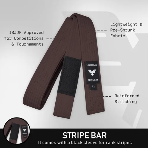 Vista 2 de Elite Sports Adults Brazilian Jiu Jitsu Belts for Men & Women,Cotton IBJJF Approved BJJ Belts with Ranking Stripes Sleeve Bar