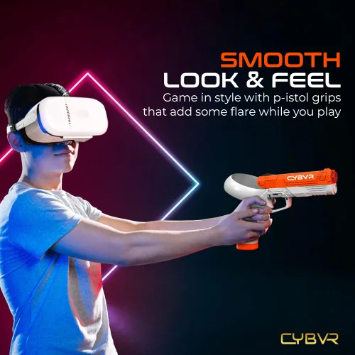 Vista 8 de CYBVR Weighted P-istol Grip Controller Attachment for Meta Quest 2, G-un Weight Feels Real, G-un Stock for OculusMeta Quest 2, VR Accessories for