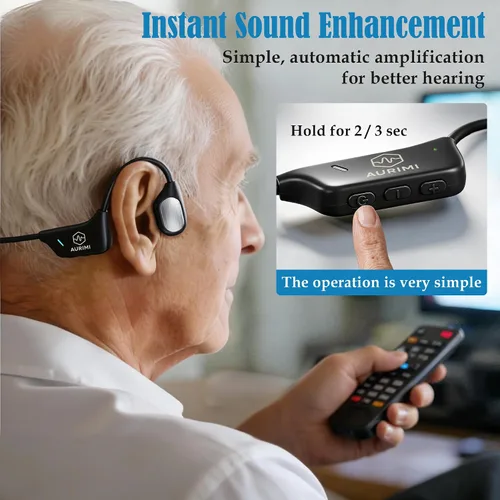 Vista 5 de Aurimi Bone Conduction Hearing Amplifier - Open Ear Comfortable Sound Enhancement Device for Seniors, Lightweight 25g Wearable with 10H Battery