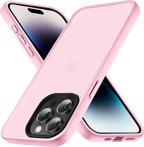 Vista 11 de Yriklso Funda para iPhone 11 Pro Max, protección contra caídas de grado militar, carcasa trasera dura translúcida - rosa esmerilado